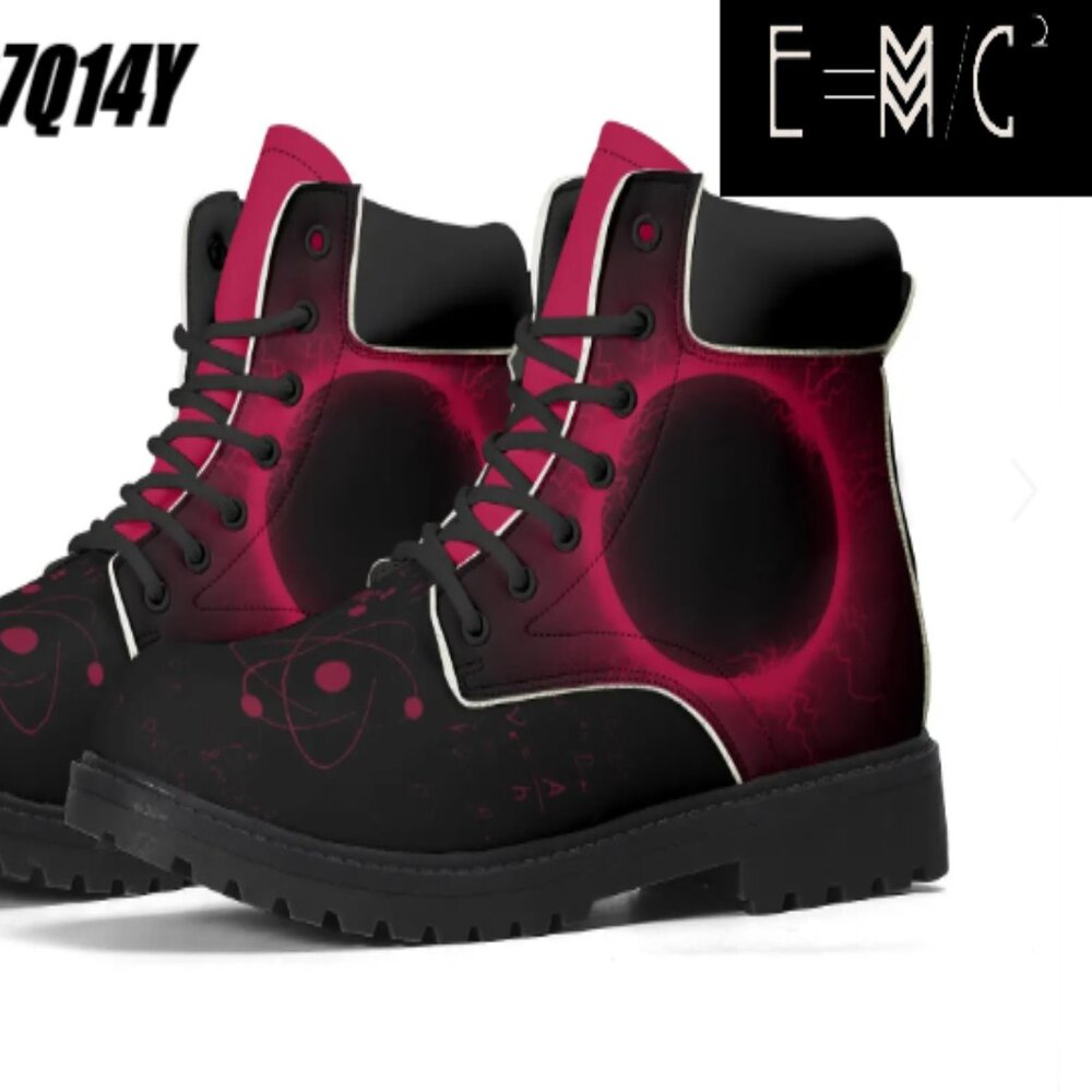 NEW E=M/C2 Men's Upgraded Black Hole Pink Leather All Season Boots